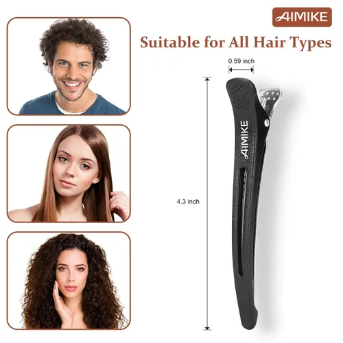 Vista 4 de AIMIKE Accesorios de peinado y seccionamiento del cabello, paquete de 12 pinzas de silicona antideslizantes para cabello grueso y fino, calidad