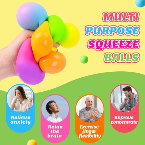 Vista 6 de Paquete de 4 pelotas antiestrés para adultos y niños, juguetes para apretar que cambian de color, juguetes sensoriales para niños con autismo