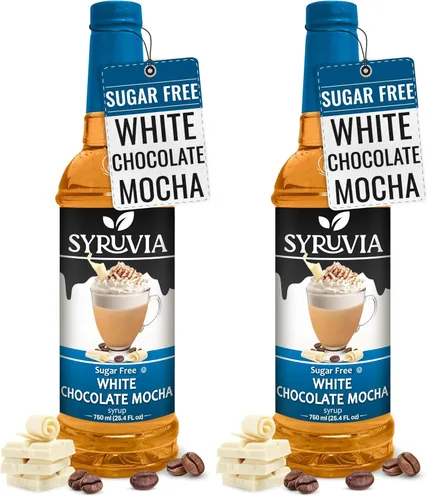 Vista 24 de Jarabe de café sin azúcar Syruvia, jarabe con sabor a caramelo para bebidas, lattes y postres – 25.4 fl oz