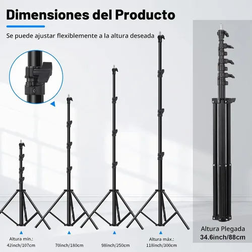 Vista 7 de Soporte de luz resistente 9.8 pies/9.8 ft / 3m soporte de luz de fotografía