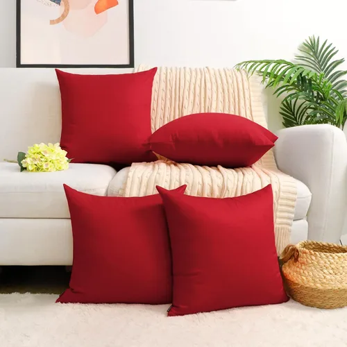 Vista 31 de Coddsmz Paquete de 4 fundas decorativas de 100% algodón para cojín cuadrado, funda de almohada de color liso para bricolaje, para sofá y dormitorio