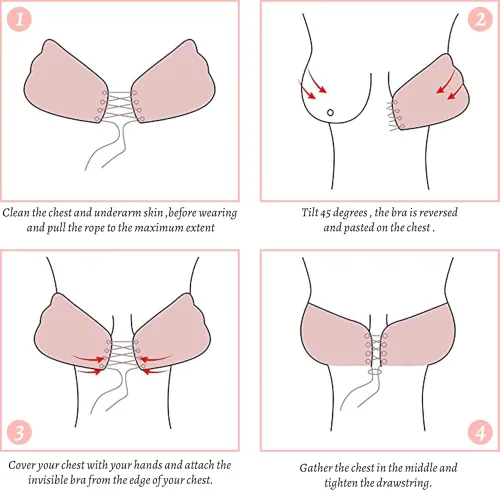Vista 6 de SAHOBBIEHOP 4 Pair of Adhesive Bra Reusable Strapless Self Silicone Push-up Invisible Sticky Bras for Backless Dress