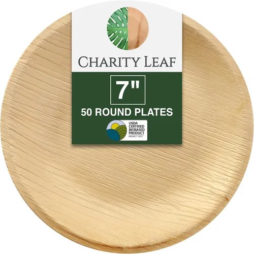 Vista 11 de Charity Leaf Platos redondos desechables de hoja de palma de 6 pulgadas (50 piezas) platos para servir como bambú, tablas desechables, vajilla
