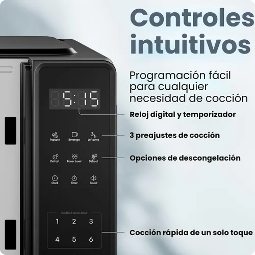 Vista 5 de Chefman Horno microondas para encimera de 0.7 pies cúbicos, 700 vatios con 10 niveles de potencia, 6 ajustes de cocción preestablecidos con cocción