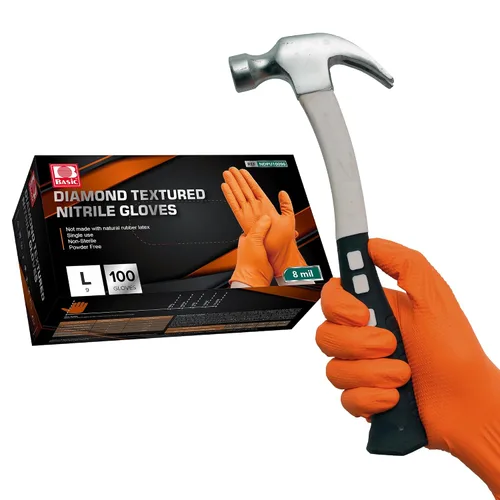 Vista 9 de Jointown Guantes Básicos de Nitrilo de Servicio Pesado, Guantes de Mecánico de Nitrilo Desechables de 8 Mil, con Textura de Diamante Elevada, Caja