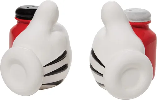 Vista 3 de Enesco Disney Ceramics Mickey Mouse - Juego de salero y pimentero esculpido, 3.54 pulgadas, multicolor
