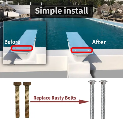 Vista 6 de 67-209-911-SS - Kit de pernos de acero inoxidable para tabla de buceo, kit de pernos de montaje para tabla de buceo de piscina compatible con dos