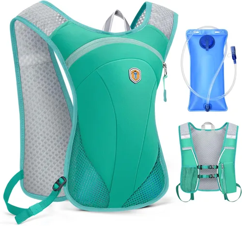 Vista 12 de Mochila de Hidratación con Bolsa de Agua de 2 L, Chaleco Ligero y Transpirable para Correr para Hombre, Paquete de Agua Ajustable con Correas