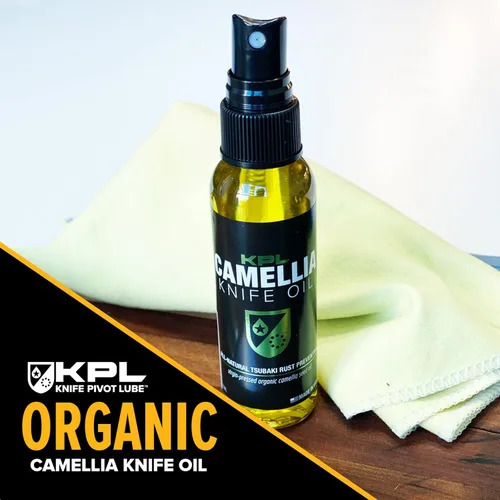 Vista 4 de Knife Pivot Lube Aceite de cuchillo de camelia para cuchillas - Tsubaki, aceite de afilado para limpieza y cuidado de cuchillas - Botella de spray