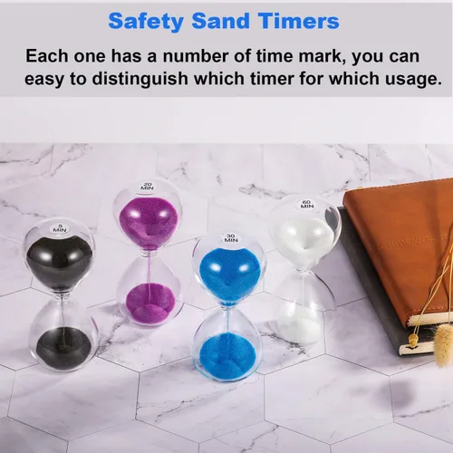 Vista 2 de SuLiao Reloj de arena con temporizador de arena de 1 minuto, reloj de arena negra de 5.1 pulgadas, reloj de arena de un minuto, reloj de arena