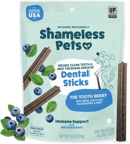 Vista 17 de Shameless Pets Golosinas Dentales para Perros, A Cluck A Day - con Apoyo Digestivo para Limpieza de Dientes y Aliento Fresco - Huesos Masticables