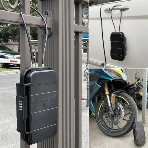 Vista 5 de Caja fuerte portátil, caja de seguridad combinada con código, caja de seguridad antirrobo impermeable con cadena extraíble para playa, dormitorio