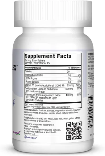 Vista 2 de Maxi Health Complejo de calcio masticable – Sabor vainilla Vitamina D3 y Magnesio Masticables para ayudar a apoyar los huesos – Suplemento Kosher