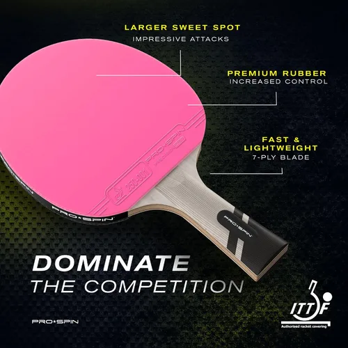 Vista 2 de PRO-SPIN Ping Pong Paddles – ITTF Approved Professional Table Tennis Rackets with Carbon Fiber for Superior Control 7-Ply Blade, Premium Rubber
