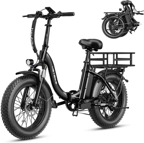 Vista 10 de Heybike Ranger 2.0 Foldable Electric Bike for Adults, 20"×4 Fat Tire Ebike with 1400W Peak Motor, 28 MPH Max Speed, 600Wh Removable Battery, Up to