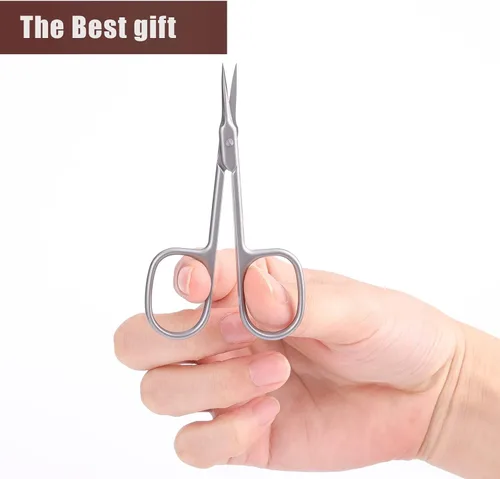 Vista 4 de KINBOM Tijeras de cutícula, tijeras pequeñas finas para manicura, pedicura, belleza, aseo de belleza, tijeras curvadas multiusos para uñas