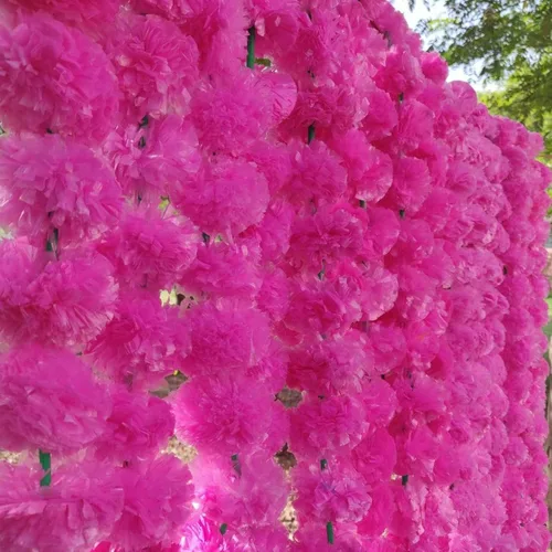 Vista 15 de Guirnalda de caléndula de flores al por mayor india de 4-5 pies Decoración de manto de fiesta de boda india/americana, guirnaldas de imitación