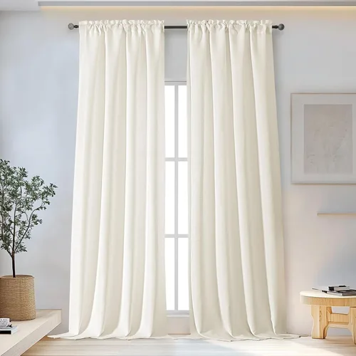 Vista 29 de OWENIE Bob Juego de 2 Paneles de Cortinas Negras de Cocina para Ventanas de 36 Pulgadas de Largo, Cortinas Cortas de Café con Textura de Lino