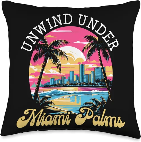 Vista 4 de Miami City Florida USA SteMi Apparel Miami City Florida USA America United States Throw Pillow, 18x18, Multicolor