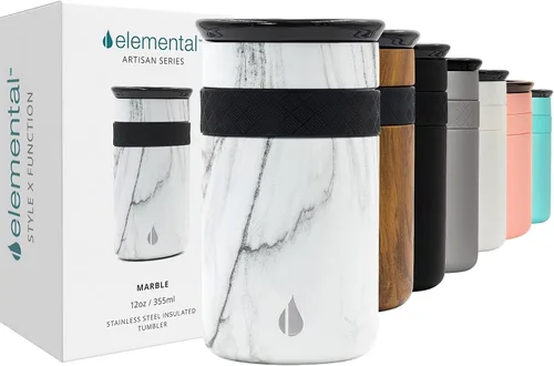 Vista 19 de Elemental Artisan Vaso Térmico Aislado, Taza de Viaje para Café de Triple Pared, Vaso Térmico de Café Reutilizable de Acero Inoxidable con Tapa