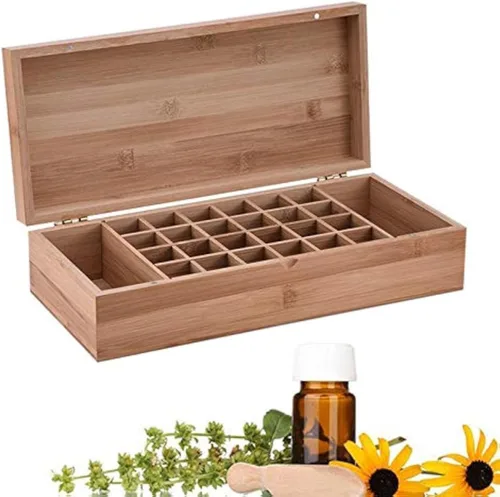 Vista 12 de Caja Organizadora de Viaje de Almacenamiento de Aceite Esencial de Bambú Pure Vie con Etiqueta de Tapa de Botella - Envase de Fragancia para Esmalte