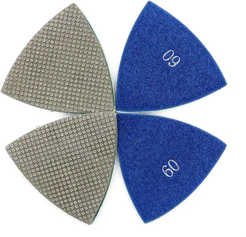 Vista 7 de Almohadillas triangulares de pulido de diamante de 3 pulgadas, 4 piezas para herramientas oscilantes, mármol y granito, piedra de vidrio pulido por
