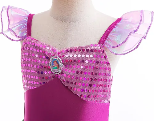 Vista 2 de Disfraz de sirena de lujo para niña, vestido de princesa con accesorios