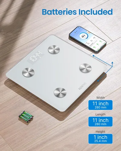Vista 6 de RENPHO Báscula inteligente, báscula digital de baño para peso, báscula con IMC, grasa corporal, masa muscular, análisis de composición corporal