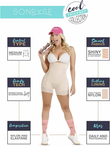 Vista 4 de Sonryse Fajas Colombianas Reductoras y Moldeadoras Postparto Cesarea Shapewear Bodysuit