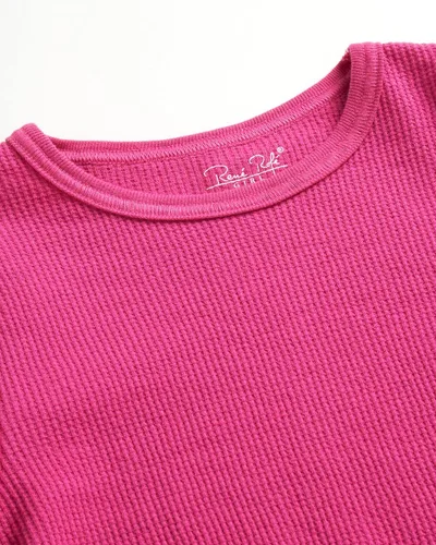 Vista 14 de Rene Rofe Girls' Thermal Underwear Set - 2 Piece Waffle Knit Top and Long Johns (2T-16)
