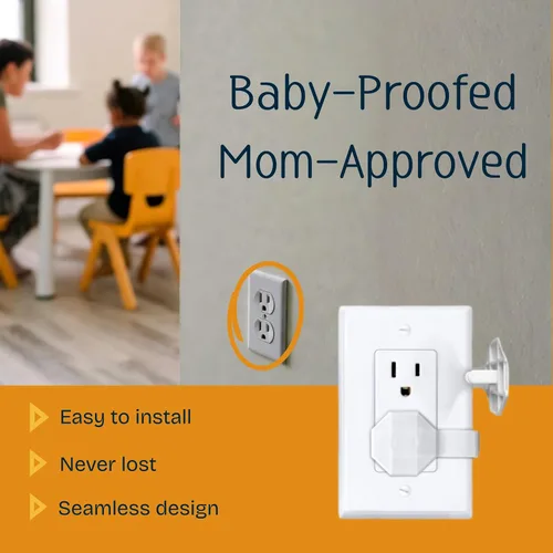 Vista 5 de Fundas para enchufes a prueba de bebés (paquete de 6) – Fundas de enchufe a prueba de niños siempre conectadas para enchufes eléctricos – Cubiertas