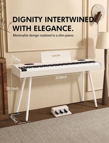 Vista 7 de UISCOM Digital Piano Keyboard,88 Key Weighted Keyboard Piano,Triple Pedal White