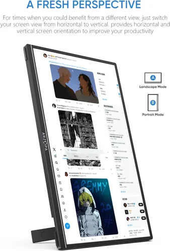Vista 4 de ARZOPA Soporte para Monitor Portátil con Base, Monitor Portátil Ultradelgado de 14.0" para Laptop FHD 1080P Pantalla Externa con Altavoces Duales