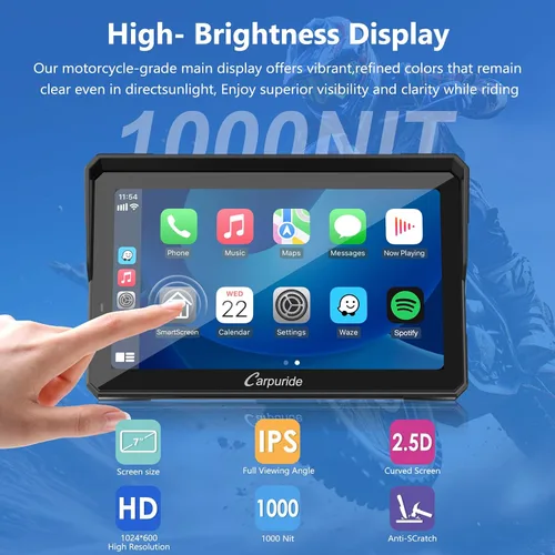 Vista 28 de CARPURIDE W502BS para BMW Moto CarPlay y lectura de datos A-Auto, Maravilla nativa 5" waterproof GPS screen with dual Bluetooth, native data