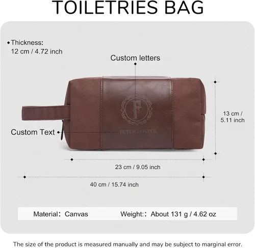 Vista 2 de Jeweidea Bolsa de aseo personalizada con nombre inicial, kit de Dopp con lona de piel sintética, organizador de baño de viaje con monograma
