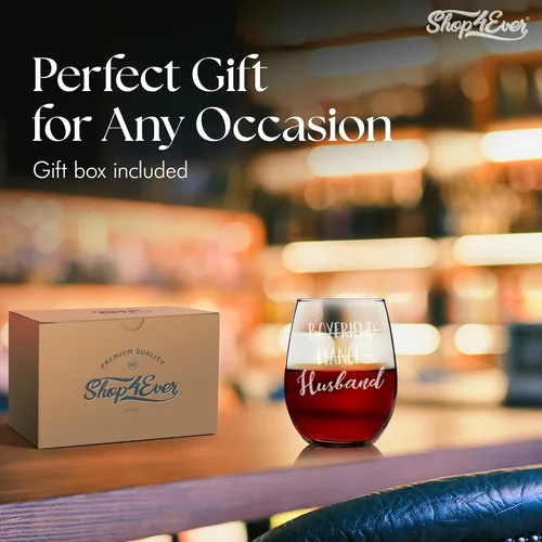 Vista 5 de shop4ever® Juego de 2 copas de vino grabadas sin tallo para novio, prometido, esposa, esposa, novias, novias, novias, esposas, para él y ella
