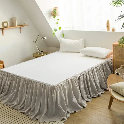 Vista 21 de Simple&Opulence Falda de cama de lino francés con volantes antipolvo clásicos de 14 pulgadas de caída, mezcla de algodón de lino y lino natural
