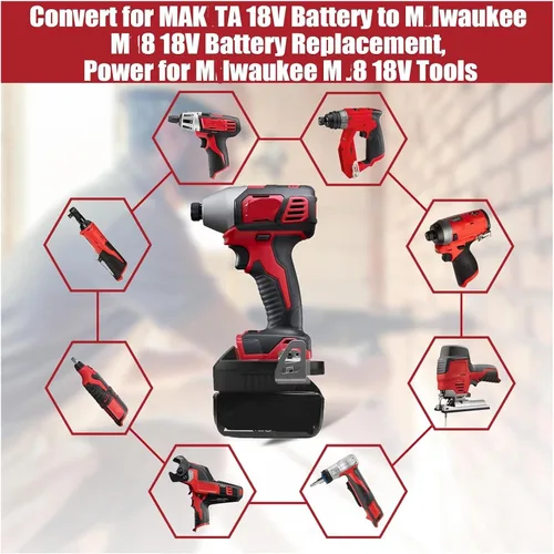 Vista 5 de Para Makita a Milwaukee, adaptador de batería compatible con batería de litio Makita 18V BL1815 BL1820 para reemplazar para Mil.Waukee 18V batería