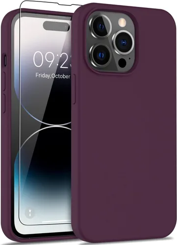 Vista 52 de DEENAKIN Funda compatible con iPhone 14 Plus con protector de pantalla, funda mejorada para cámara, goma de gel de silicona suave probada contra