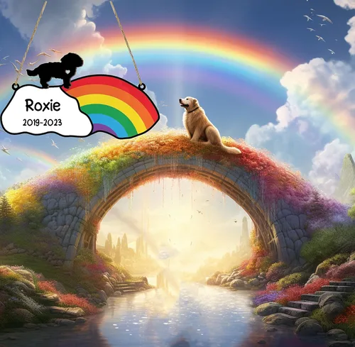 Vista 5 de LOVELYPOD Rainbow Bridge - Regalos conmemorativos para mascotas, regalos conmemorativos para perros afganos por pérdida de sabueso afgano, regalo
