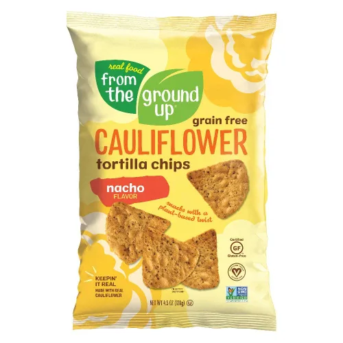 Vista 3 de REAL FOOD FROM THE GROUND UP Chips de tortilla de coliflor, 4.5 onzas (paquete de 6)