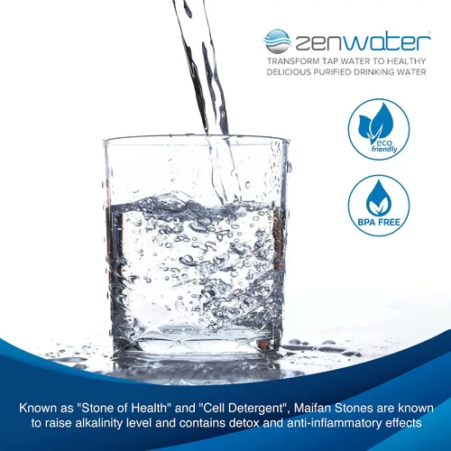 Vista 4 de Zen Water - Maifan Mineral Stones Reemplazo exclusivo para sistema de filtro de agua Zen, sistema portátil de purificación de agua esencial