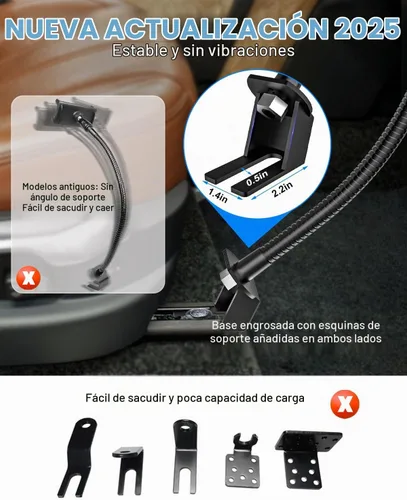 Vista 5 de Soporte para tablet para asiento de coche o camión, soporte largo de 19.7 pulgadas, brazo de cuello de cisne resistente para iPad Pro 12.9 Air Mini