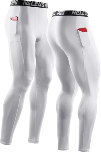 Vista 4 de NELEUS Pantalones de compresión Dry Fit para hombre con bolsillo para teléfono