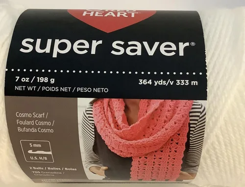 Vista 2 de Hilo Red Heart Super Saver (blanco E300-0311). 7 onzas/364 yardas cada una, 2 bolas. Juego de 2