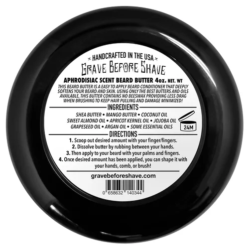 Vista 4 de Grave Before Shave Mantequilla acondicionadora de barba con aroma de cuero/madera de cedro, 4 onzas.