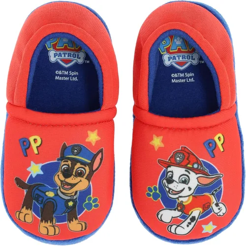 Vista 5 de Paw Patrol Pijama para niños, 2 piezas con pantuflas adicionales, 100% poliéster, niño pequeño de 2T a 5T, Azul, Rojo