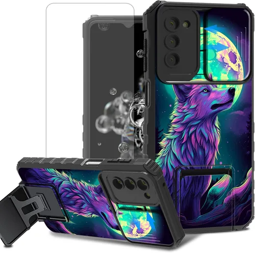 Vista 98 de Funda para teléfono Samsung Galaxy A15 5G con protector de pantalla con cubierta deslizante para cámara y soporte de doble capa híbrida resistente a