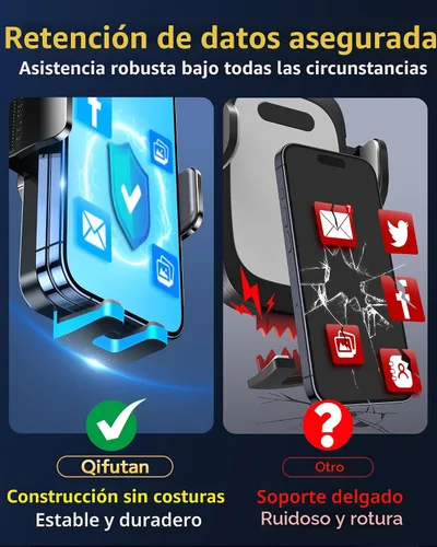 Vista 7 de Qifutan Soporte de teléfono para el salpicadero para el parabrisas del automóvil, para el salpicadero del automóvil, salida de aire, manos libres