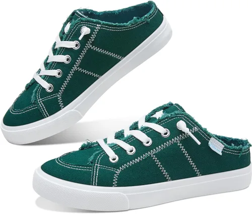 Vista 13 de Obtaom Sandalias de lona para mujer con espuma viscoelástica Clipper, tenis de moda, cómodas, fáciles de poner, sandalias sin tacón para mujer Beige
